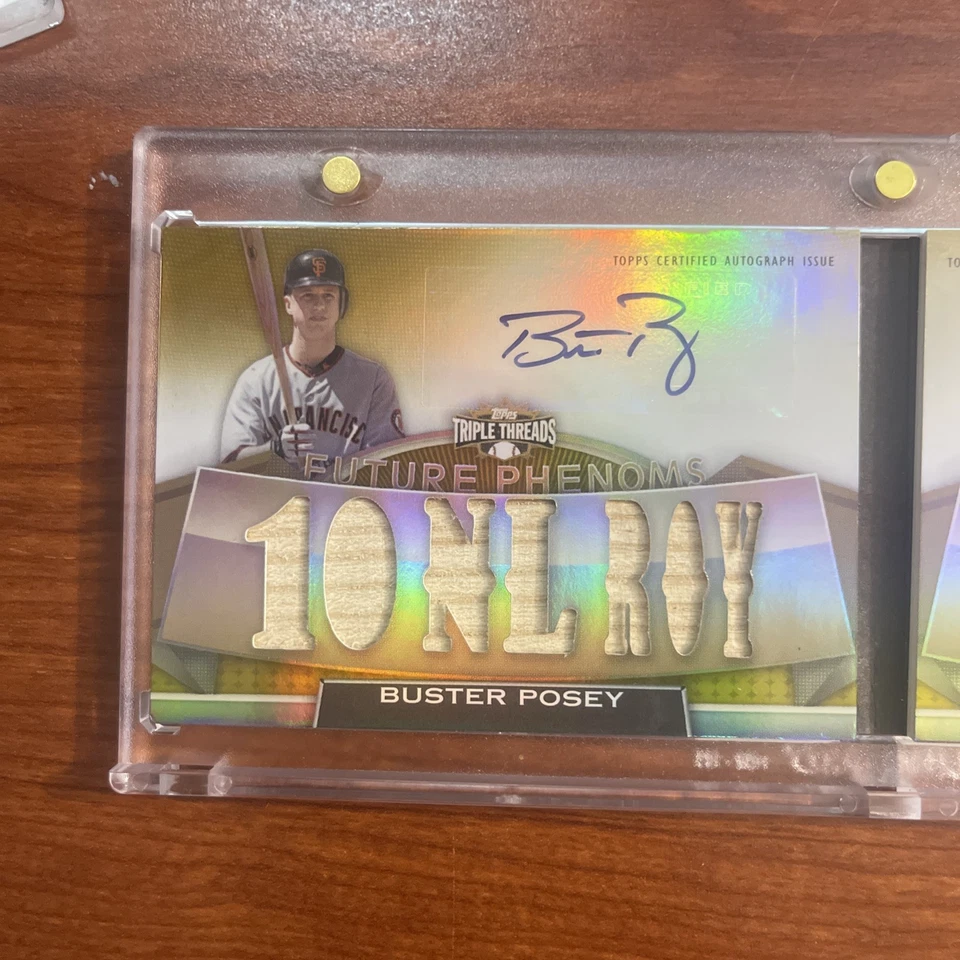 2011 Topps Triple Threads Future Phenoms Buster Posey Neftali Feliz/25 automático/mem Foto 2 de 4