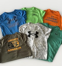 Lot of 6 Under Armour Youth Boys XL Shirts Dri Fit Loose Fit Athletic UA Logo