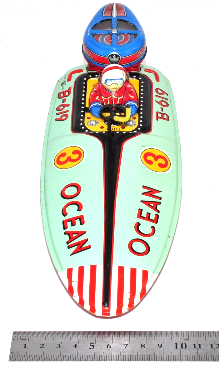 Rare Vintage Bandaiya Ocean Boat B-619 1950s Tin Toy Friction
