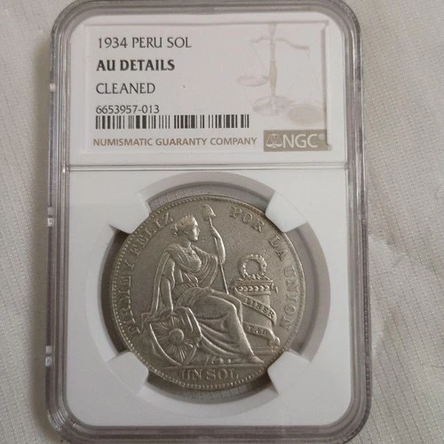 1934 PERU SOL NGC AU DETAILS / 58