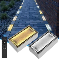 Solar Paver Lights 4x8 Inch, IP67 Waterproof Recessed Brick Pathway Lighting ...