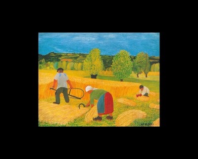 Mirko Virius Croatia Naive Art Print Harvest 8x10 Matted Surrealist Decor
