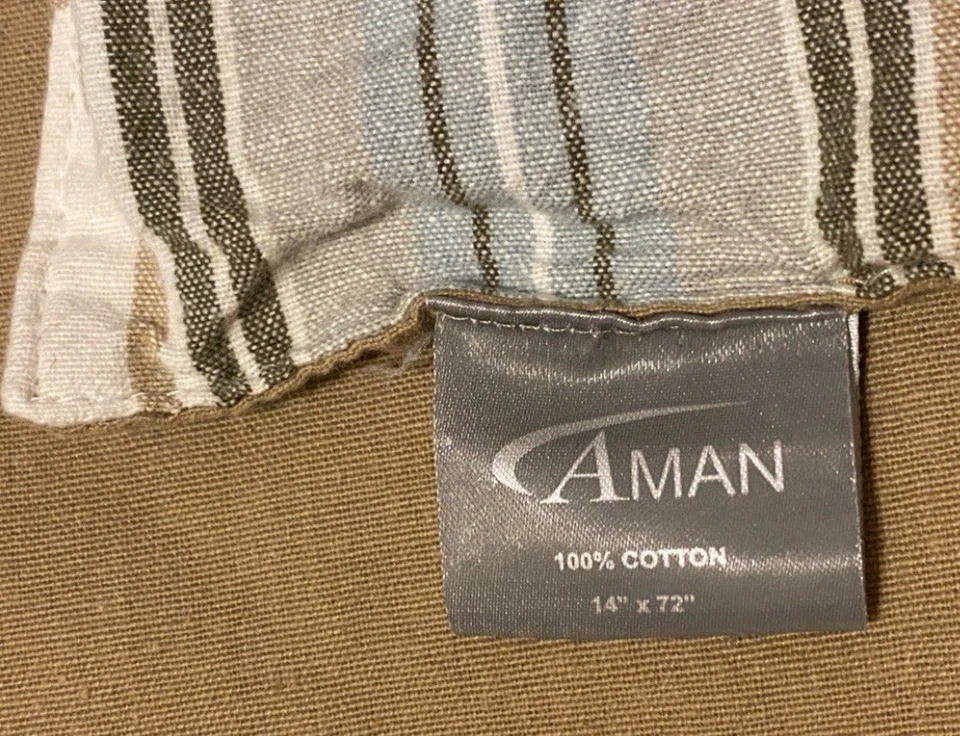 AMAN fabric table runner with 8 pack of placemats plaid reversible Blue Tan - Image 2 of 3
