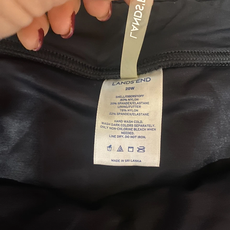 Falda Traje de Baño Lands' End 20W Plus Negra Elastizada Breve Incorporada Cobertura de Cadera Foto 4 de 4