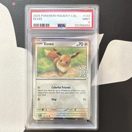 Pokémon Eevee 133/165 2025 Holiday Calendar Promo PSA 9 Regular Basic TCG