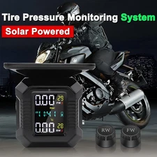 Motorcycle Solar TPMS Tire Pressure Monitoring System Motor W/2 External Sensors
