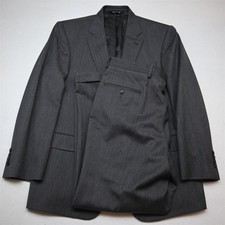 Jos A Bank 41R 38x30 Gray Herringbone 100 Wool Mens Jacket Pants Suit