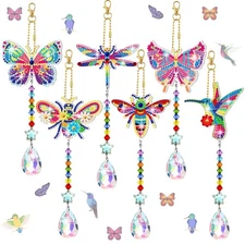 6 Pcs Diamond Painting Suncatcher 3D Wind Chime DIY Crystal Chimes Art