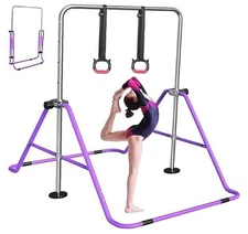  Gymnastics Bar for Kids, Adjustable Height Gymnastic Horizontal Purple