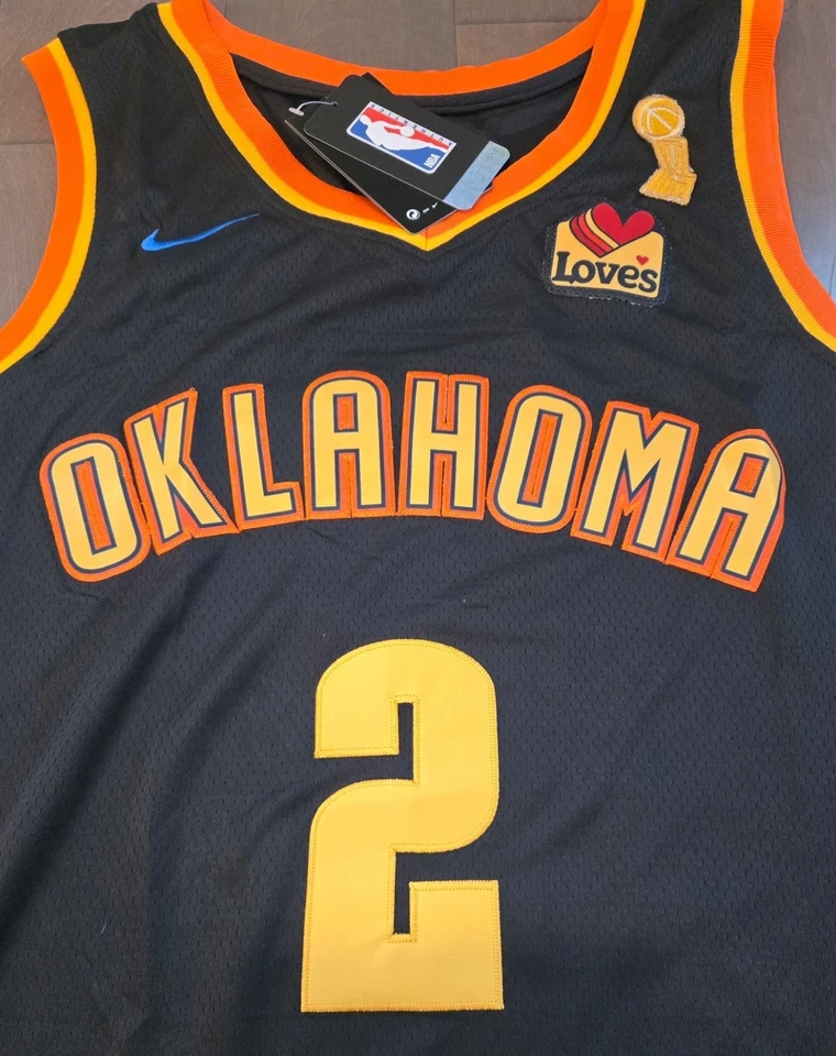 Camiseta deportiva YOUTH OKC Thunder #2 Shai Gilgeous-Alexander cosida negra final swing Foto 3 de 3