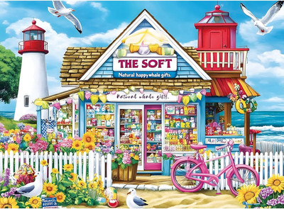 500 Piece Puzzle for Adults   Coastal Flowers and Ocean View Jigsaw Puzzle for F