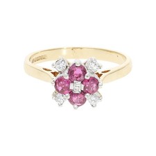 Rubin Ring Gold 375 Brillanten Second Hand 25326074 wie neu getragen 55