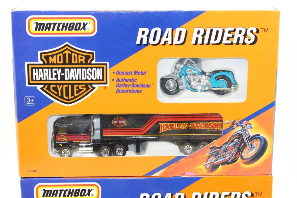 Matchbox Road Riders Set Harley Davidson Diecast Toy Motorcycle & Truck Lot of 2 - Image 2 of 4