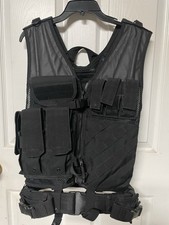 Black Tactical Utility Vest Style Adjustable Multi  Pocket Belted Q1