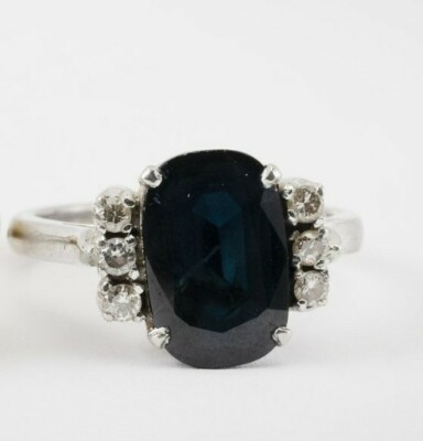 Blue Sapphire & Diamond Ring