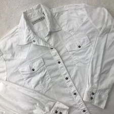 Roper Western Pearl Snap Shirt Womens 1X Plus White Rodeo Southwestern Cowgirl