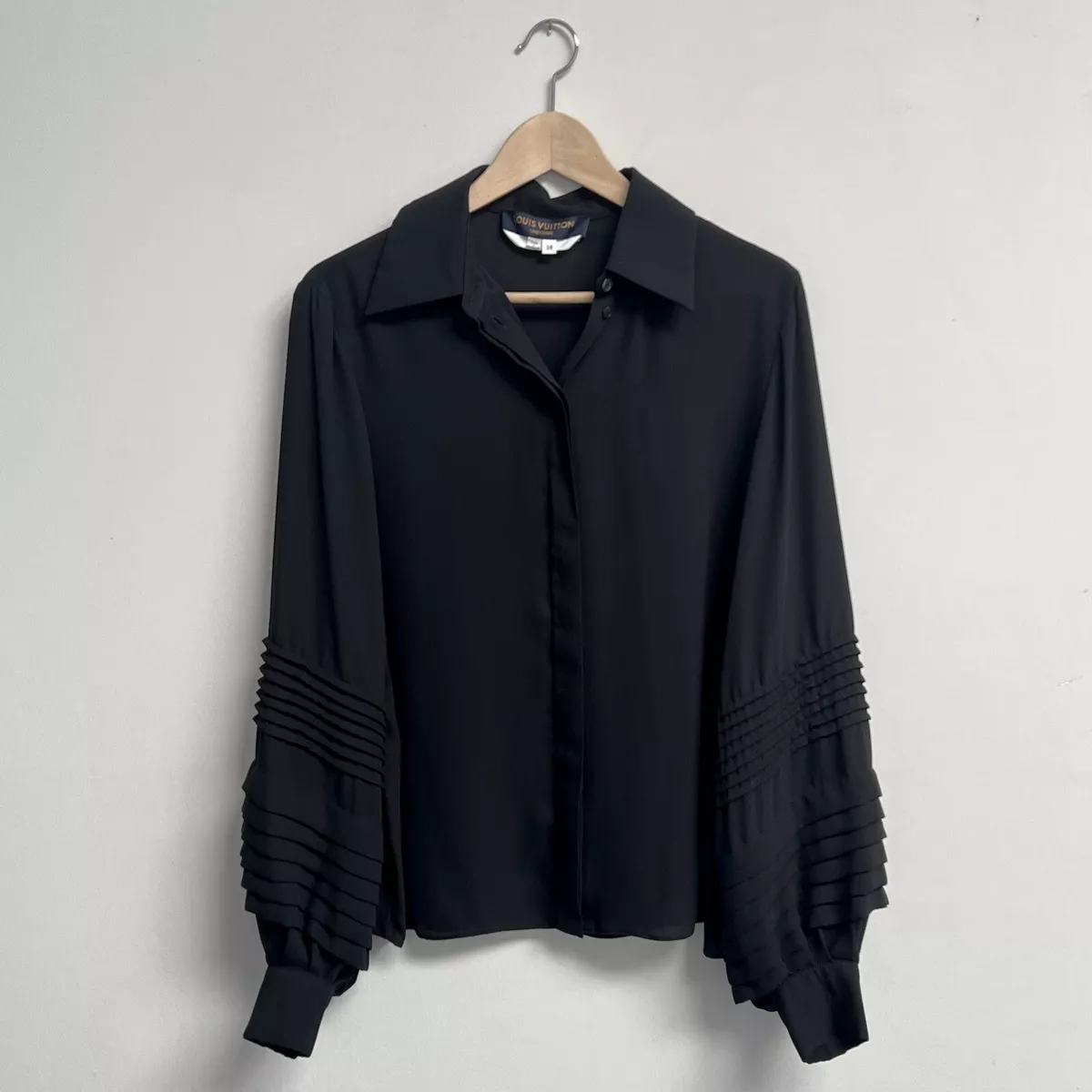 Louis Vuitton Uniform Black Blouse Pleated Balloon Detailed