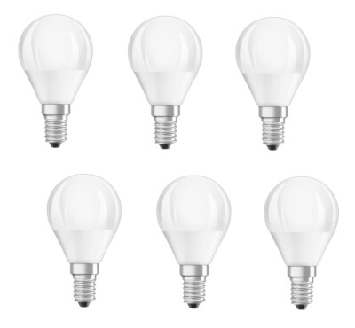 6x OSRAM LED Kugel / Tropfen 5,5W=40W E14 cool daylight EEK: F (Spektrum A-G)