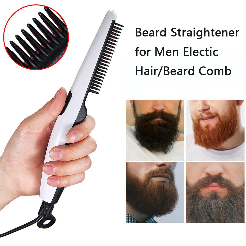 Beard Straightener Comb Quick Heated Brush Styler For Mens Pro