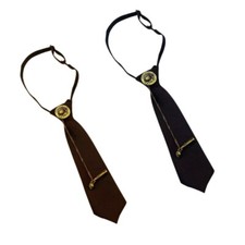 Versatiles Pre Tied Necktie with Cute Bear Pin Chain for Office Casual Outfits