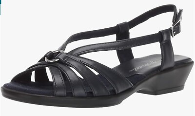 Easy Street Women's Amy Low Heeled Sandals Sandal Strap Navy 8.5M Shoes