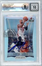 Damian Lillard 2020-21 Panini Prizm Flashback Silver Autograph Card #11 BAS 10
