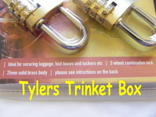 2 Combination Padlocks Luggage Locks Heavy Duty 25mm Solid Brass Body Resettable - Picture 2 of 8