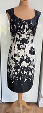 Phase Eight Size 14 Floral Black & Cream Dress Satin Wedding Evening
