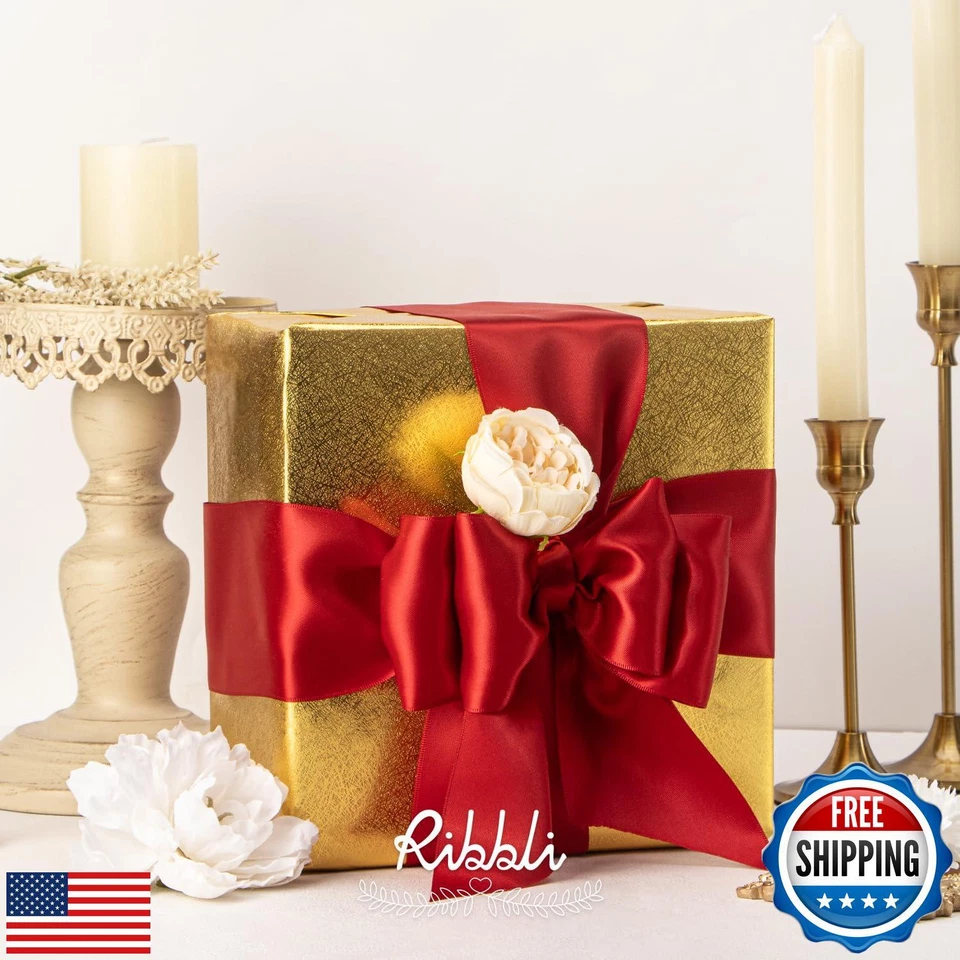 Ribbli Red Double Faced Satin Ribbon, 3” x Continuous 10 Yards,Use for Bows B - Image 3 of 4