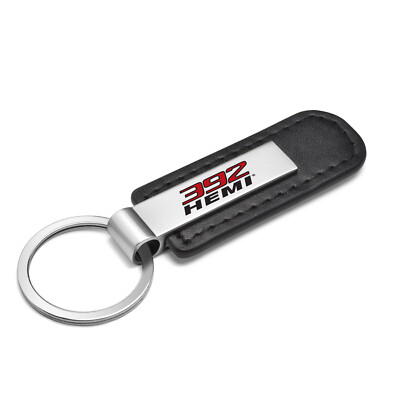 392 HEMI Silver Metal Black PU Leather Strap Key Chain for