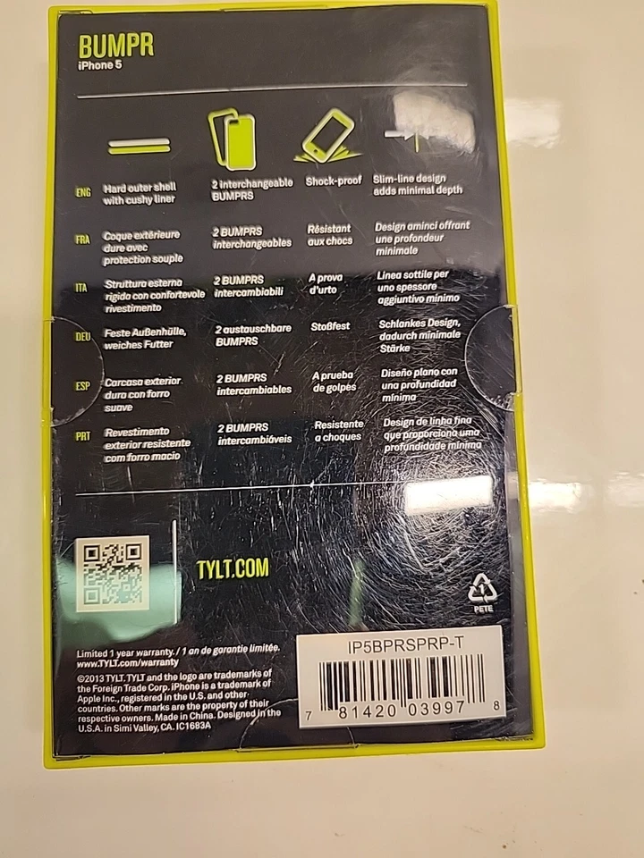 Funda Case Mate Tylt Bumpr Negra y Púrpura para Apple iPhone 5/5S/SE Foto 2 de 2