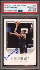 2018 Rittenhouse WNBA #49 Dearica Hamby Signed Card Auto PSA/DNA GEM MINT 10/10