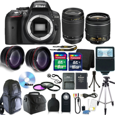 Nikon D5300 Digital SLR Camera with 18-55VR+70-300 Lenses + 24GB KIT+ Backpack
