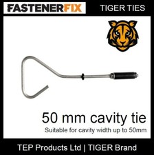 50 mm Cavity Wall Ties, A2 Stainless Steel, TEP Tiger Ties, 10 Pack