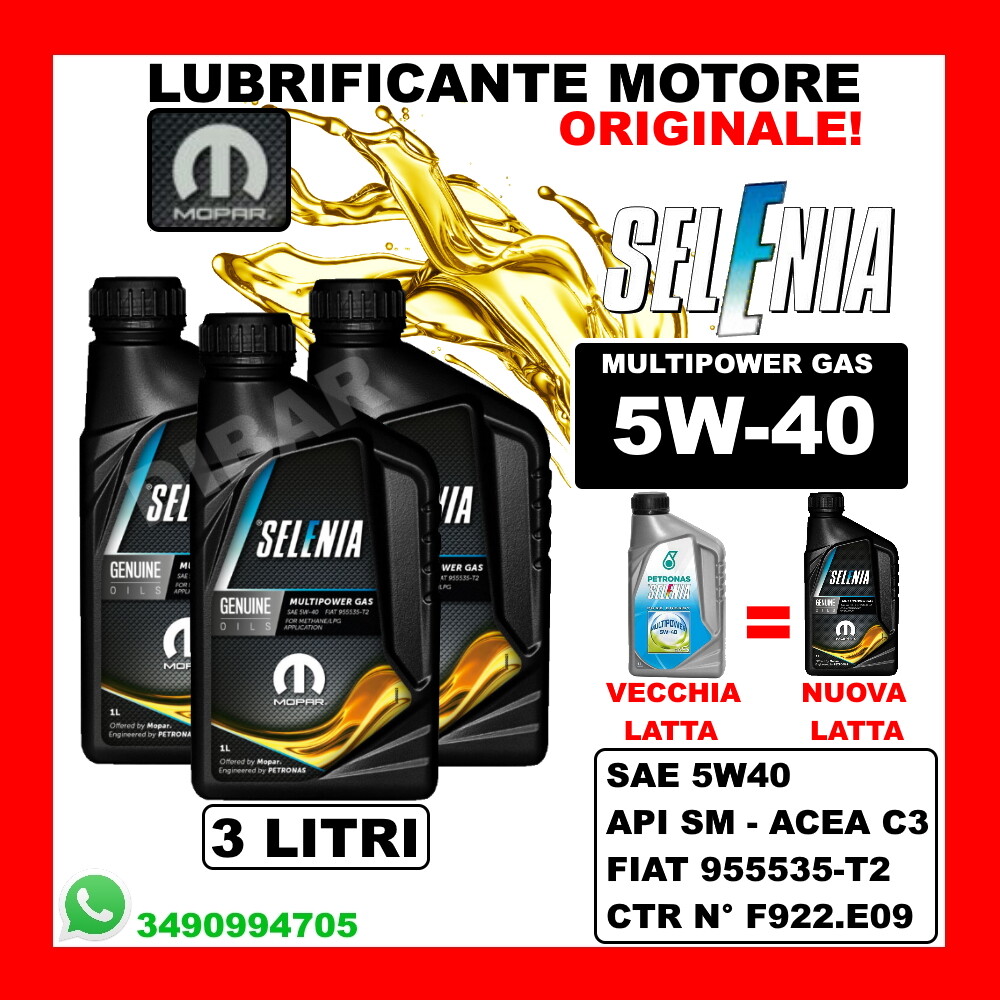 5 LITRI - OLIO MOTORE SELENIA MULTIPOWER GAS 5W-40 - Foto 7