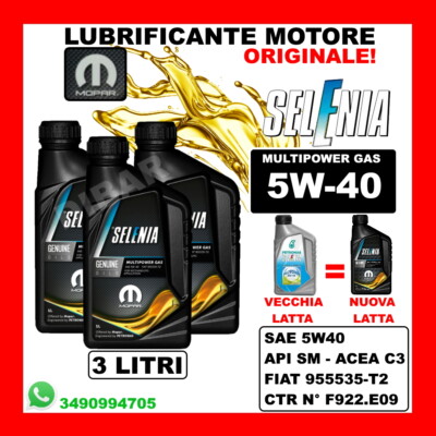 OLIO MOTORE SELENIA P.E. MULTIPOWER GAS 5W40 Lt. 2 LITRI Oil Engine API SM - Foto 8