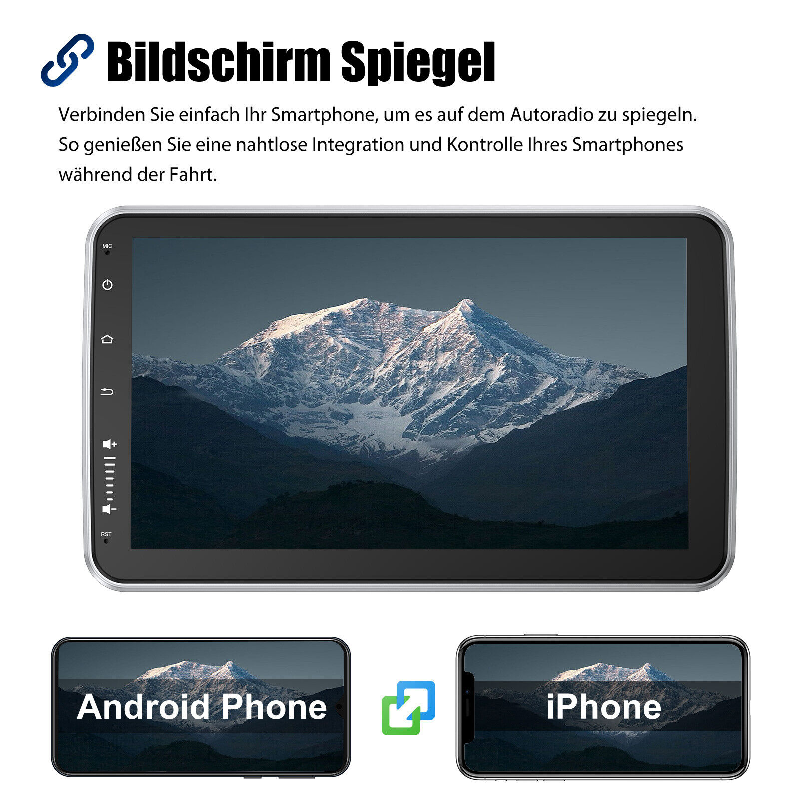 10 Android 13 DAB Autoradio GPS Navi 1 DIN WIFI 360 Drehbar Bildschirm Kamera