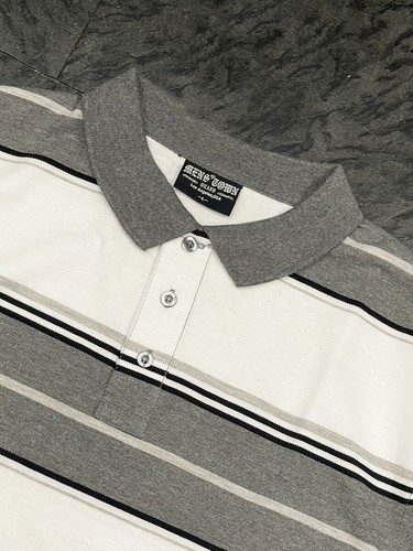 Camisa polo para hombre Piqué peso mediano manga corta a rayas informal de verano S - 3XL - Imagen 74 de 91