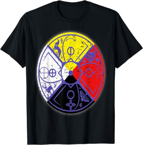 NEUF LIMITÉ Native American Spirit - Medicine Wheel Spirit Animals T-Shirt S-3XL - Photo 1 sur 3