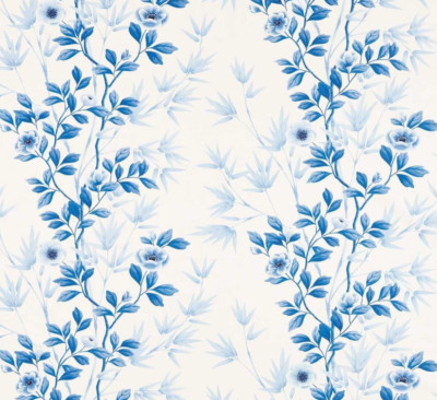 HARLEKIN STOFF 'LADY ALFORD' 2,2 METER PORZELLAN/CHINA BLAU - DIANE HILL FARBE