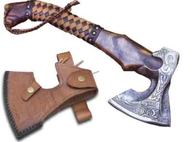 Handmade Viking Axe Hatchet Throwing Axes Ash Wood Engraved Chopper Axe Gifts