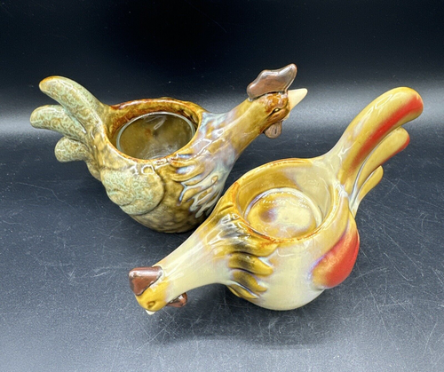 Vintage Yankee Candle Ceramic Glazed Rooster & Hen 5" Votive Candle Holders - Picture 2 of 24