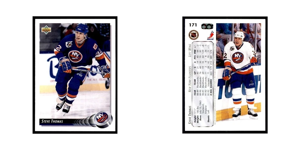 1992 Upper Deck Steve Thomas Hockey Cards #171 - Image 3 of 3