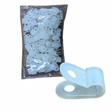 100 pack 3/16" R-Type White Nylon Cable Clamp -  Fits 3/16" Brake Line