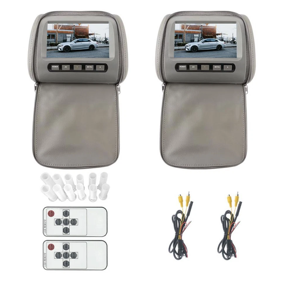 7inch Car Headrest Monitor AV Display Screen Head Pillow Entertainment System - Image 2 of 4