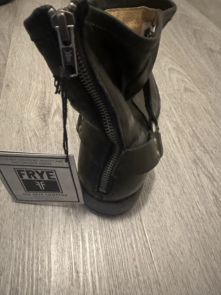 FRYE Men's Dean Harness Boot Black Leather Moto Size 10 Biker Riding Western - Image 3 of 4