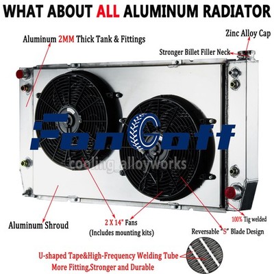 3 Rows Radiator Shroud Fan Fit Chevy GMC C3500 C2500 K2500 Pickup 7.4L.1988-2000