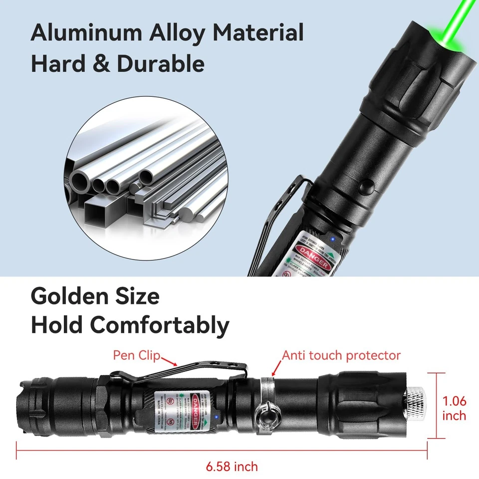 Wiederaufladbarer grüner Laserpointer, große Reichweite für Präsentation und Außenbereich - Bild 4 von 4