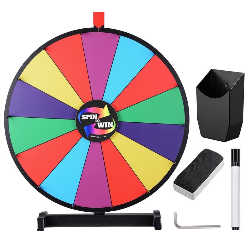 24" Upgraded Editable Color Prize Wheel Fortune Spinning Game Tabletop