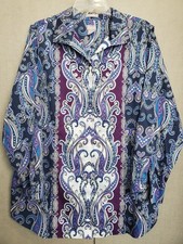 Chico's Multicolor Paisley No Iron Long Sleeve Button-Up Tunic Size 3 XL Boho